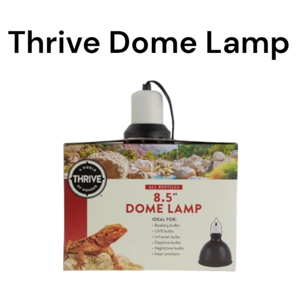 NIB Thrive 8.5" Black Dome Lamp 6ft Cord On/Off Switch 150 Watt All Reptiles